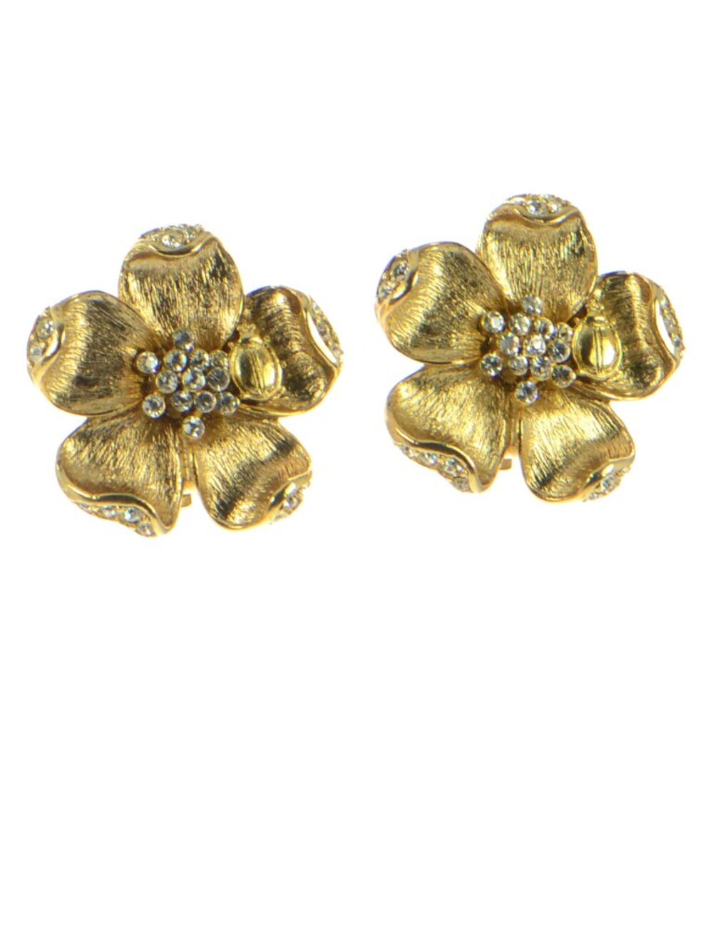 Oscar de la Renta  Ladybug Flower Clip-On Earrings